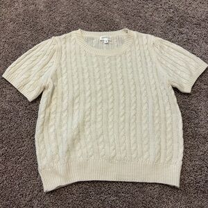 Love Cream Cable Knit Short Sleeve Tee